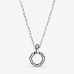 Dubbele Cirkel Cz Hanger Ketting Pandora België