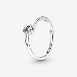 Duidelijke Gekantelde Hart Solitaire Ring Merk Pandora België