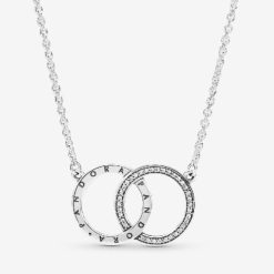 Entwined Circles Logo & Sparkle Collier Ketting Pandora België