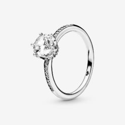 Heldere Sprankelende Pandora Belgische Kroon Solitaire Ring