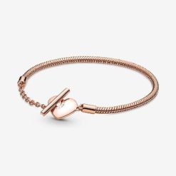 Momenten Rose Merk Pandora België Hart T-bar Snake Chain Armband