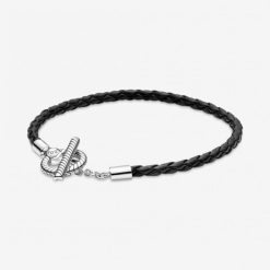 Moments Gevlochten Leren T-bar Armband Pandora Belgie