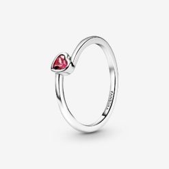 Rode Gekantelde Hart Solitaire Ring Pandora België
