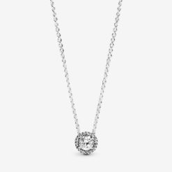 Ronde Fonkelende Halo Ketting Pandora België