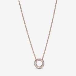 Roos Logo Pave Cirkel Collier Ketting Pandora België