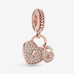Roos Pave Hart Hangsloten Bengelen Bedels Pandora België