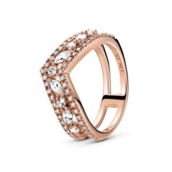 Roos Sprankelende Marquise Dubbele Wishbone Ring Pandora België