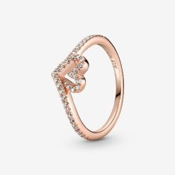 Rose Sprankelende Mode Pandora België Wishbone Hart Ring
