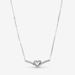 Sprankelende Wishbone Hart Ketting Pandora België